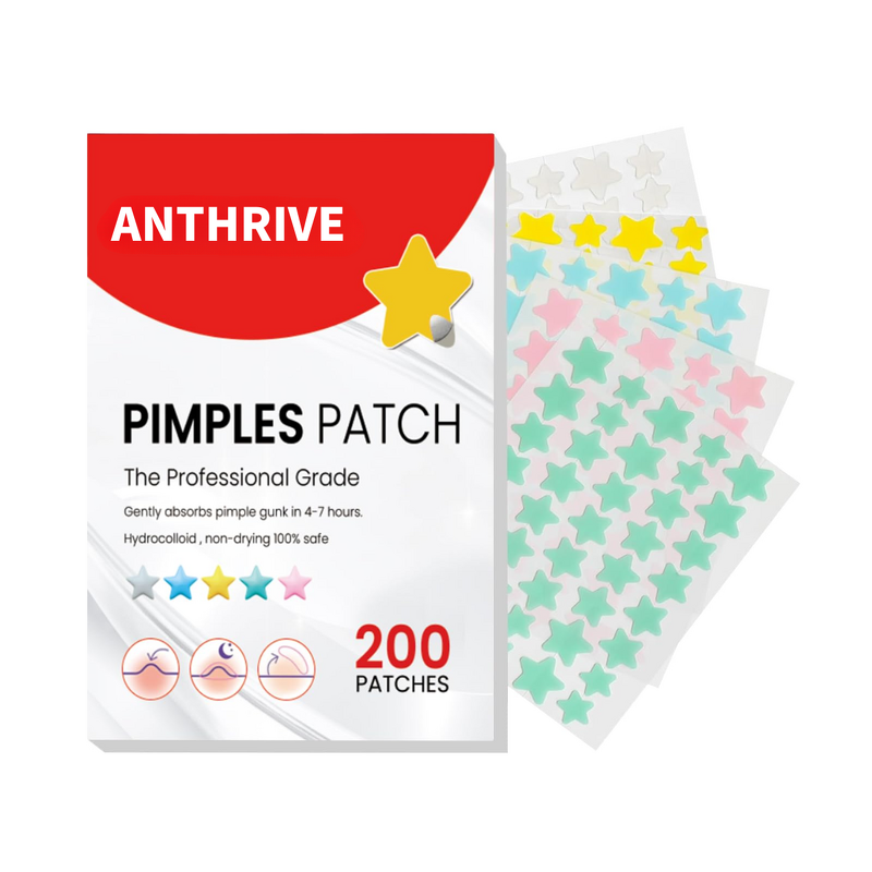 Star Pimple Patches Manufacturer - Anthrive 200 Pcs Star Facial Hydrocolloid Acne to Cover Pimples and Blemishes for Face