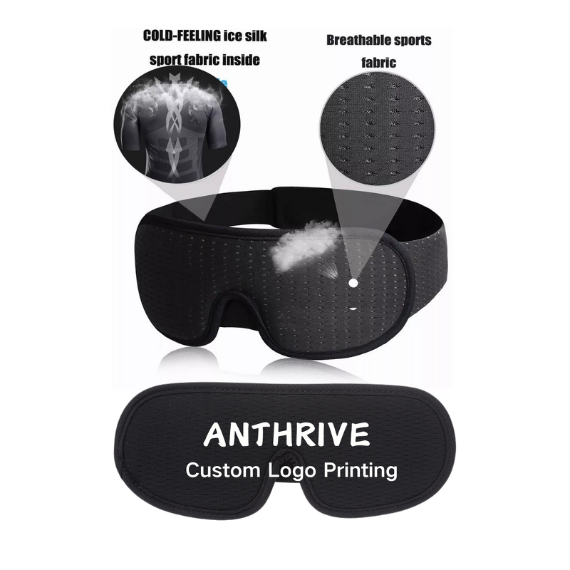 Sleep Mask Manufacturer - Anthrive High Quality Custom Soft Lightweight 3D Blackout Contoured Adjustable Travel Silk Sleeping Eye