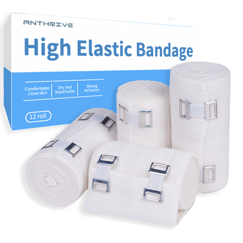 Compression Bandage Manufacturer - Anthrive OEM Size Waterproof Spandex Cotton Soft Wrap Roll Medical High Elastic with Clips