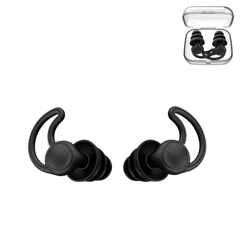 Swim Earplugs Manufacturer - Anthrive Reusable Black Shark Fin Silicone with Case Hearing Protection for Travel Concerts Sleeping