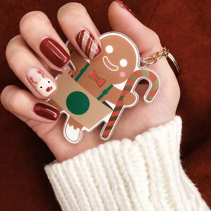 Press on Nails Supplier - Christmas Deer Short False Nails