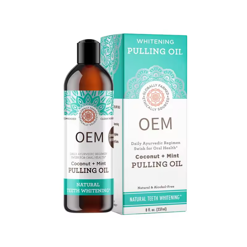 Mouthwash Manufacturer - Natural Coconut & Peppermint Oil Alcohol Free Teeth Whitening and Healthier Teeth & Gum Oral Pulling Oil