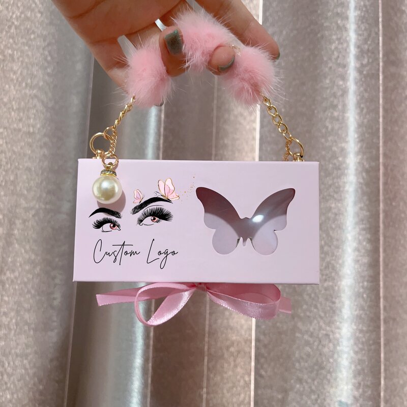 Eyelash Box Manufacturer - butterfly pink Square Marble Gift for Mink Eyelashes Natural False Lashes & Private Labels