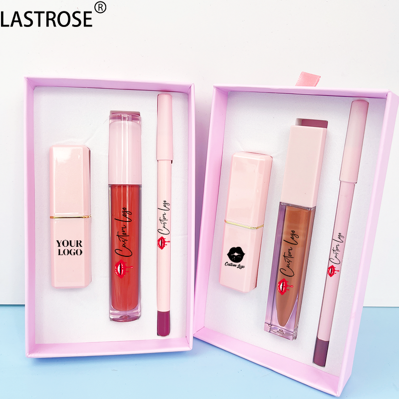 Lipstick Kit Manufacturer - Pink Packaging 3 in 1 Lipstick Lipgloss Lipliner Kit Custom Private Label Vegan Waterproof Lip Gloss & Oil Set