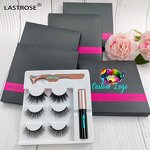 Magnetic Eyelashes Manufacturer - 3 Pairs Set with Eyeliner Print Your logo Magnet Packaging Box & Wholesale
