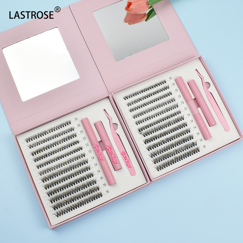 Lash Cluster Kit Manufacturer - 10-16mm C D Segment Lash Extensions Double Eyelash Glue Bond and Seal Diy Cluster Lashes