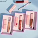 Lipstick Kit Manufacturer - Lipgloss Liquid Lipstick Lip Liner Set Pink Package Box 3 in 1 Waterproof High Quality & Private Label