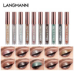 Liquid Eyeshadow Set Manufacturer - LANGMANNI 10 Colors Glitter Shimmer Dazzling Metallic Shiny Sparkle Eye Makeup Cosmetic