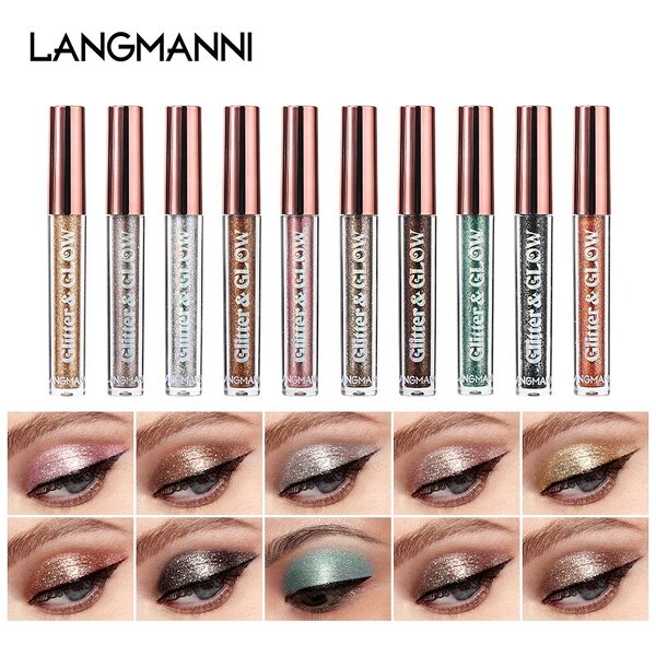 Liquid Eyeshadow Set Manufacturer - LANGMANNI 10 Colors Glitter Shimmer Dazzling Metallic Shiny Sparkle Eye Makeup Cosmetic