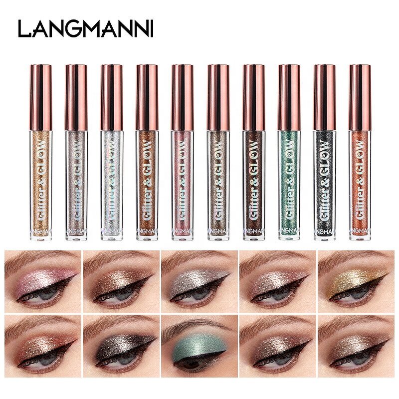 Liquid Eyeshadow Set Manufacturer - LANGMANNI 10 Colors Glitter Shimmer Dazzling Metallic Shiny Sparkle Eye Makeup Cosmetic