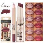 Lipstick & Lipliner Set Manufacturer - USHAS 2-in-1 12 Colors Waterproof Mineral Long Lasting Hot Selling