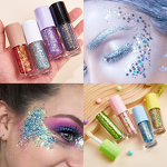 Lip Glitter Manufacturer - 8 Colors Holographic Chunky with Long Lasting Fix Gel for Lip Face Body Hair Nail