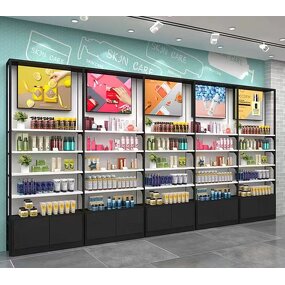 Skincare Store Furniture Manufacturer - Custom Makeup Shop Display Cabinet Wood Perfume Boutique Interior Design Showcase