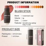 Cream Blush Stick Manufacturer - New Hydrating Vegan Creamy Cheeks Lips Blush Tint Custom Pigmented with Sponge Applicator