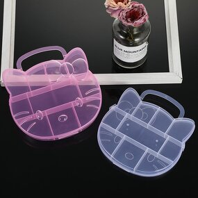 Nail Charms Storage Box Manufacturer - Kawaii Bear Kitty Cat Design Plastic Pink