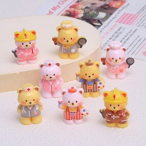 Resin DIY Ornament Manufacturer - 3D Mini Painter Nurse Chef Teddy Bear Role Playing