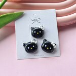 Resin Accessories Manufacturer - Cute Glossy Pink Black Kitty for DIY Shoes Patch