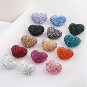Rhinestone Decor Manufacturer - Valentine's Day Full Rhinestone Love Heart With Hole