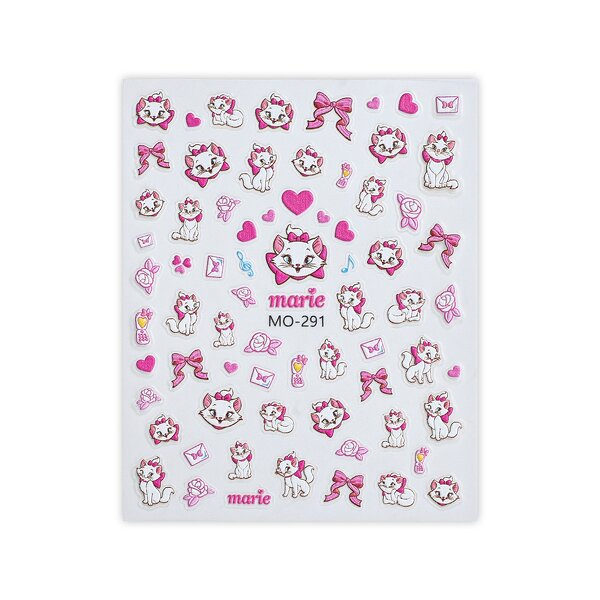 Nail Relief Sticker Manufacturer - New Cartoon Mary Cat 3D Pink Cat French Bow