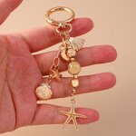 Zinc Alloy Keychain Manufacturer - Cartoon Moon Star Starfish with Pearl Beaded Heart