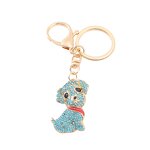 Metal Key Chain Pendant Manufacturer - Cartoon Colorful Puppy Dog Full Rhinestone