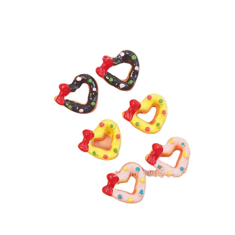 Resin Charms Manufacturer - Valentine's Day Love Heart Doughnut Cake for DIY Crafts