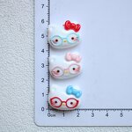 Resin Decoration Charm Manufacturer - Kawaii Glossy Glass KT Cat Plaid Bow Cartoon
