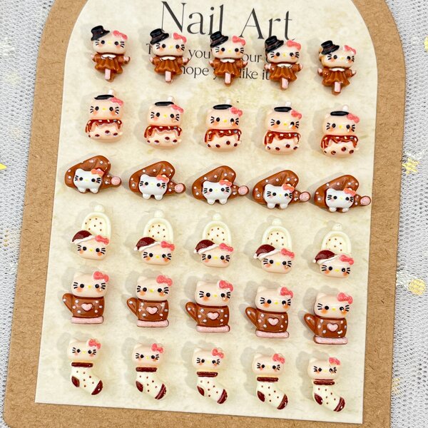 3D Resin Nail Art Manufacturer - Autumn Winter Rice Curry Color KT Cat Cartoon