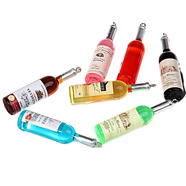 Resin Charms Manufacturer - Simulation Red Wine Bottle for DIY Key Chain Pendant