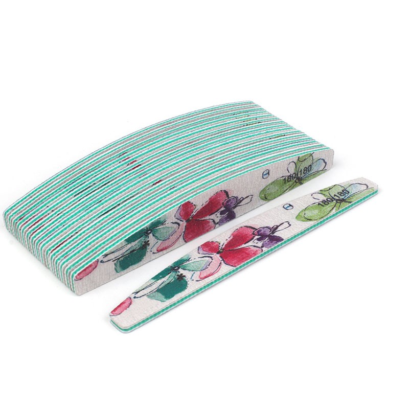 Nail File Supplier - Flower Printed Half Moon UV