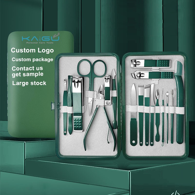 Manicure Set Factory - 7-18pcs Blackish Green Carbon