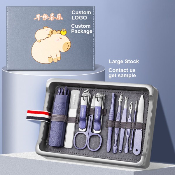指甲钳套装工厂-热销不锈钢皮套