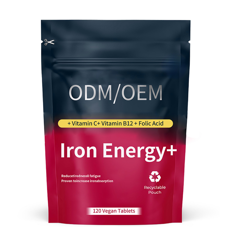 Iron Supplement Manufacturer - with Vitamin C B12 Folic 120 Vegan Energy Support for Women