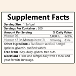 Vitamin D3 K2 Dietary Supplement Manufacturer - Customizable High-Quality Supports Bone and Immune System Softgels