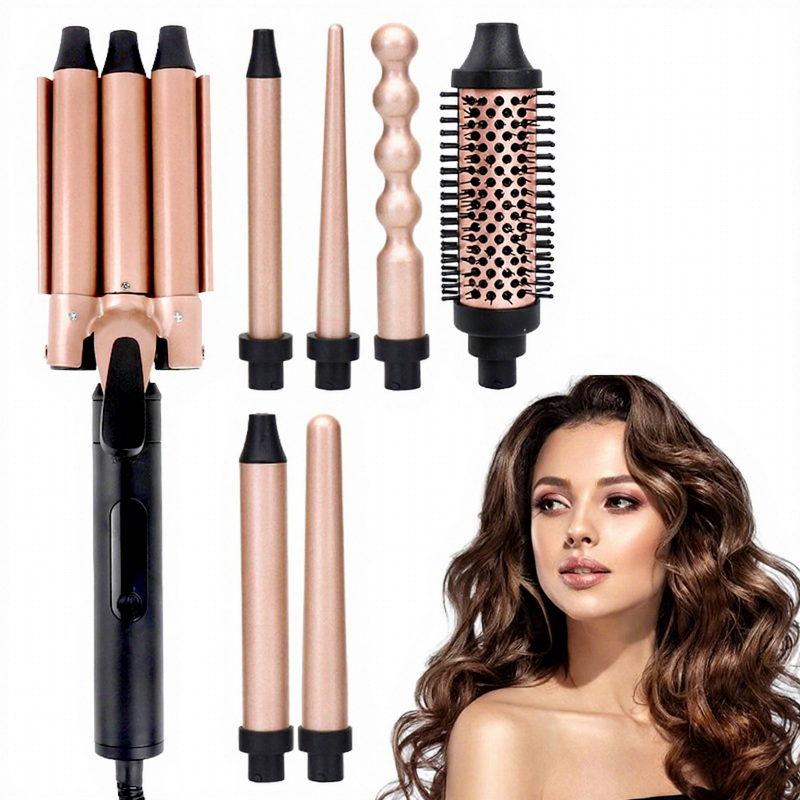Hair Curler Set - Interchangeable Wand & Thermal Brush