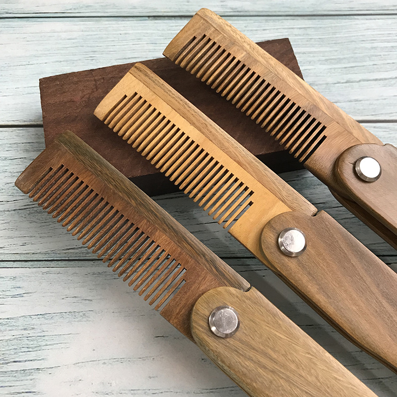 Beard Comb Manufacturer - Wooden Folding Green Sandalwood