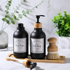 Soap Dispenser Set Supplier - 4-in-1 Bamboo Tray Brush Set