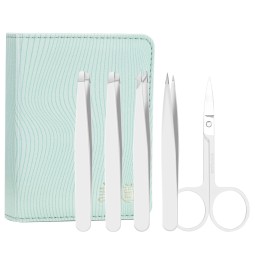 眉镊套装工厂-5件白斜尖高品质