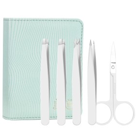 眉镊套装工厂-5件白斜尖高品质