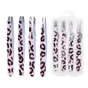 Eyebrow Tweezers Manufacturer - Transfer Printing 4pcs Slanted Set