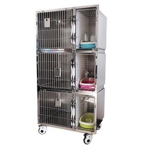 Stainless Steel Pet Cages Manufacturer - 304 Solid Boarding Crate for Veterinary Hospital Use