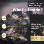 60 Count Pure Himalayan Shilajit Gummies for Men and Women 75% Fulvic Acid and Ashwagandha Herbal Supplements