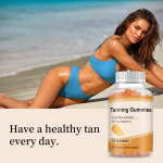 Natural Vegan Tanning Gummies with Multivitamins Sun-Kissed Glow and Skin Hydration for Adults Not for Newborns