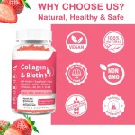 Collagen and Biotin Gummies for Adults 5000mcg High-Potency Vegan Hair and Skin Support