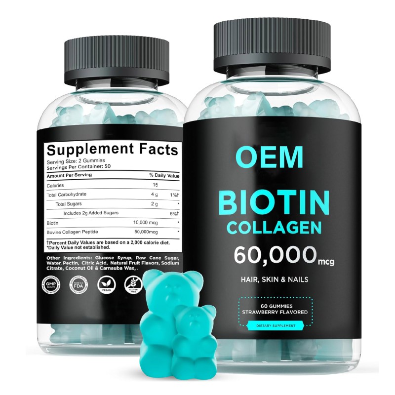 High Potency Biotin and Collagen Gummies for Hair Growth Skin Nails Health 5000mcg Vegan Supplement