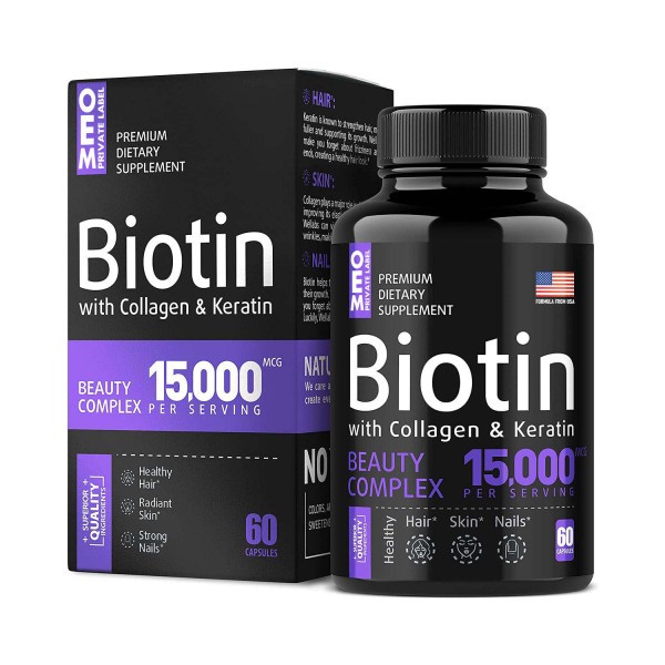 OEM/ODM Premium Biotin Capsules for Hair, Skin & Nail Care - Herbal Collagen Supplement Pills