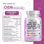 Collagen Biotin Keratin Saw Palmetto Hyaluronic Acid Capsules Vitamin DHT Blocker for Hair and Skin Health for Adults