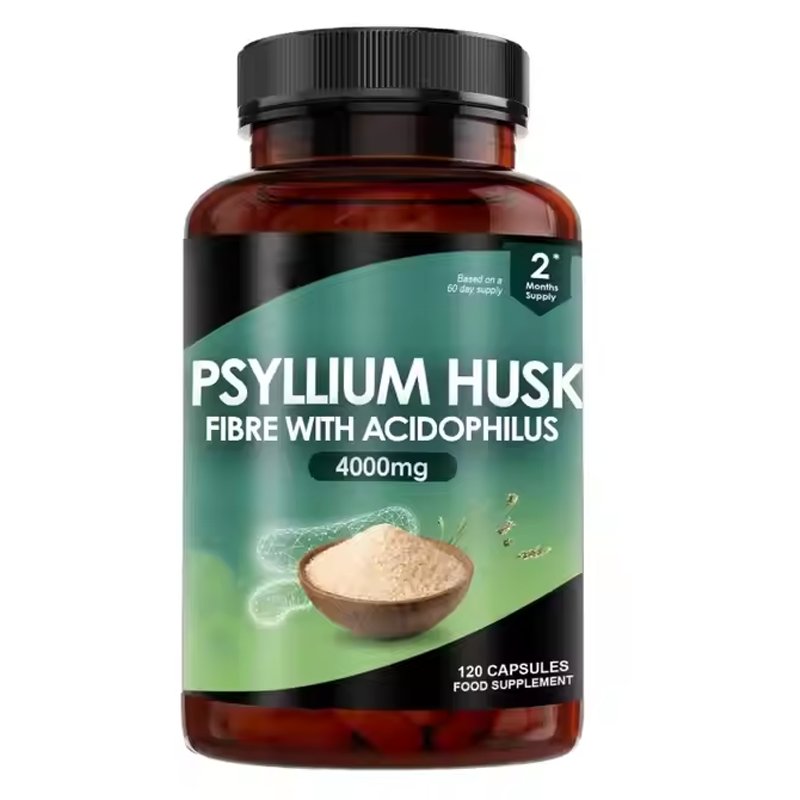 Gut Health Psyllium Husk Capsules with Probiotic Fiber for Digestive Support and Microbiome Balance 60 Capsules