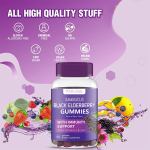 Black Elderberry Gummies with Vitamin C & Zinc for Immune Support & Antioxidant - Dietary Supplement for Adults & Children