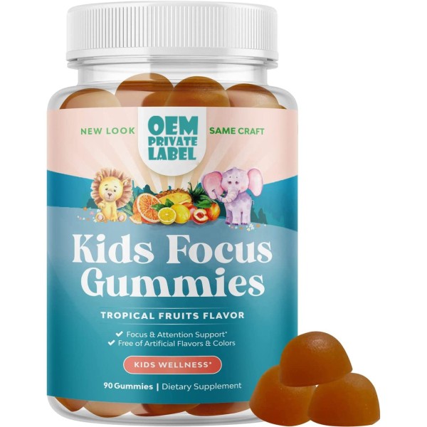 OEM Vegan Kids Focus Gummies - Vitamin B6, B12, Bacopa, Enhanced Focus & Energy